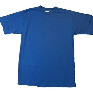 90s United Sports Single Stitch TShirt Mens L Blue Heavyweight Blank Made USA